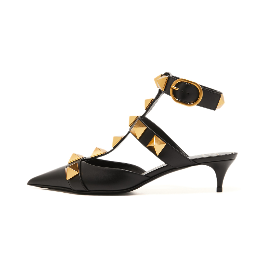Valentino Garavani  Calfskin Roman Stud Ankle Strap 40mm Pumps