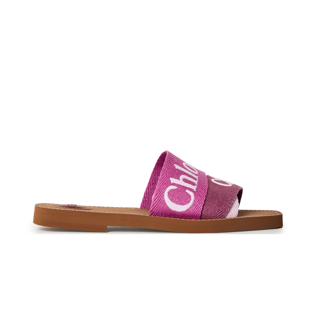 CHLOE WOODY LOGO-PRINT SANDAL PINK