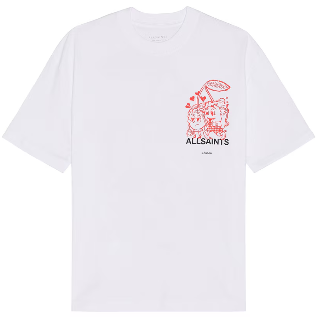 ALL SAINTS BREAK UP SS OVERSIZED CREW T-SHIRT OPTIC WHITE
