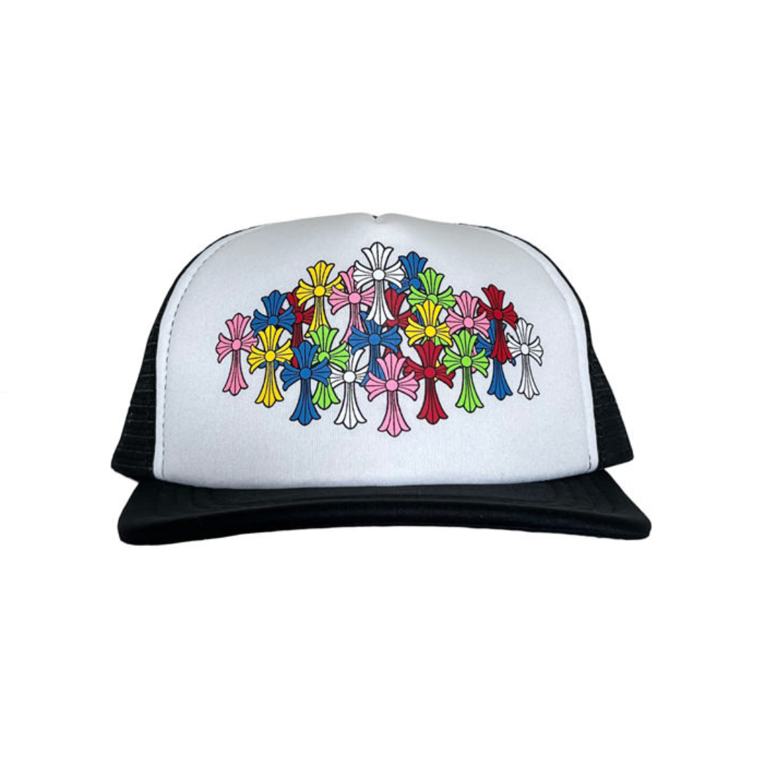 Chrome Hearts Multi Color Crosses Trucker Hat Black/White