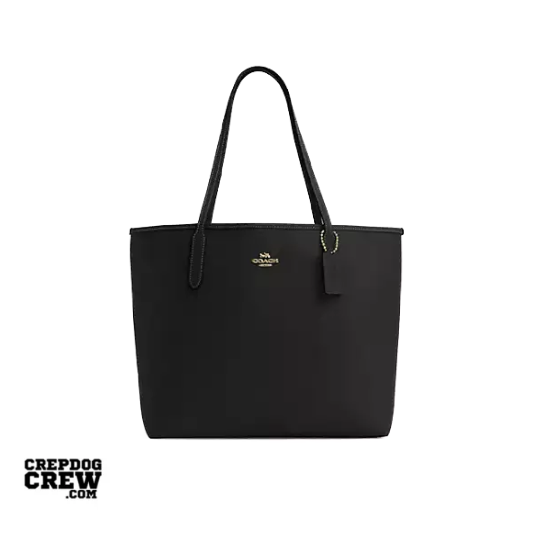 Coach City Tote Bag pebbled leather Gold Black