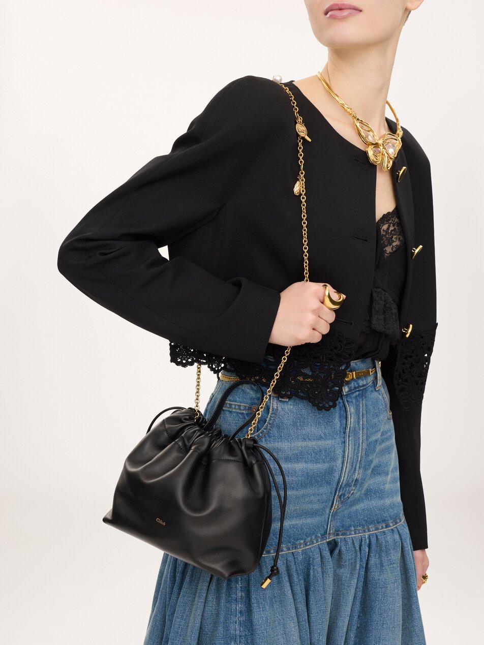 CHLOE Small Chloé Icons shoulder bag with chain in soft leather Black
