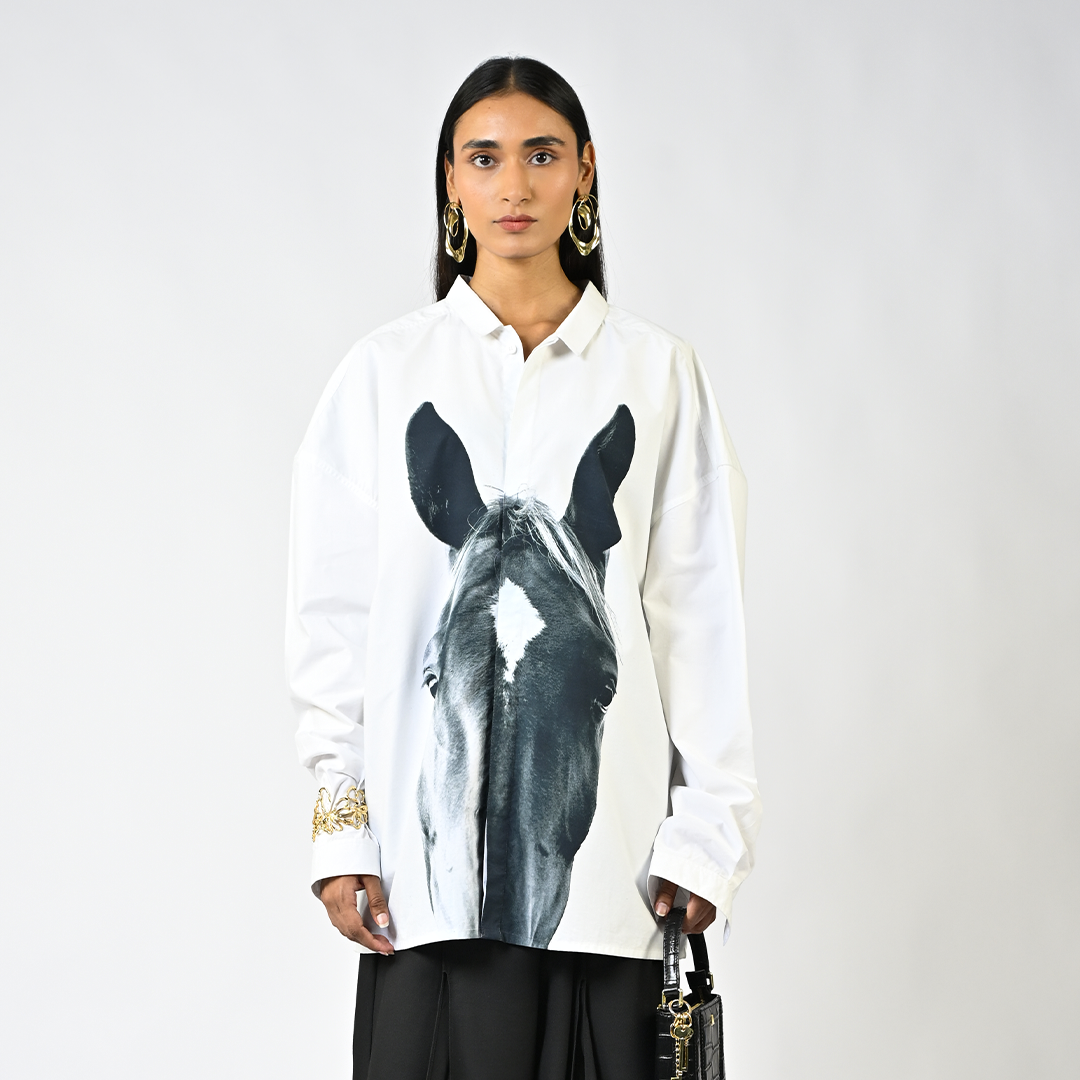 Horse printed cotton shirt