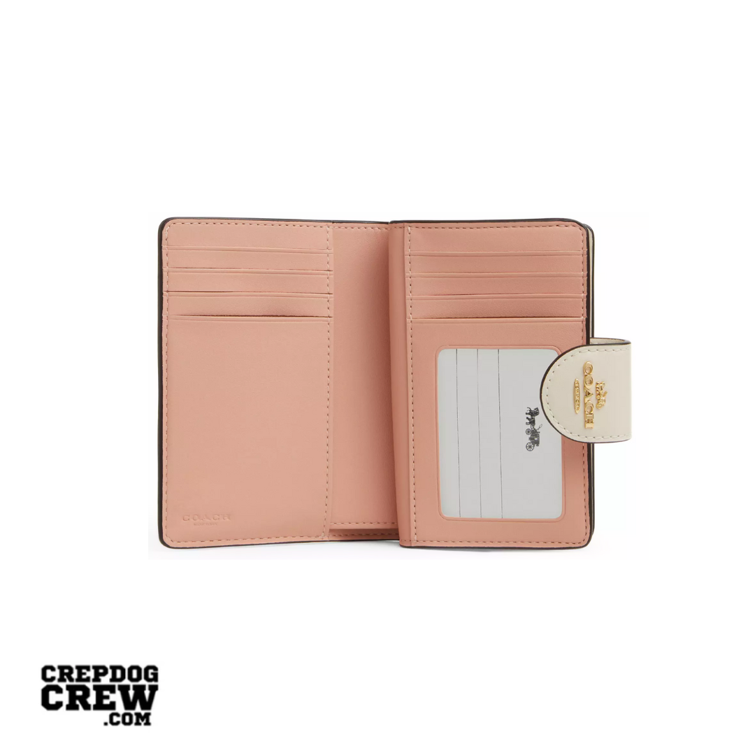 Coach Medium Corner Zip Wallet In Signature Canvas With Floral Print Gold Sand Multi