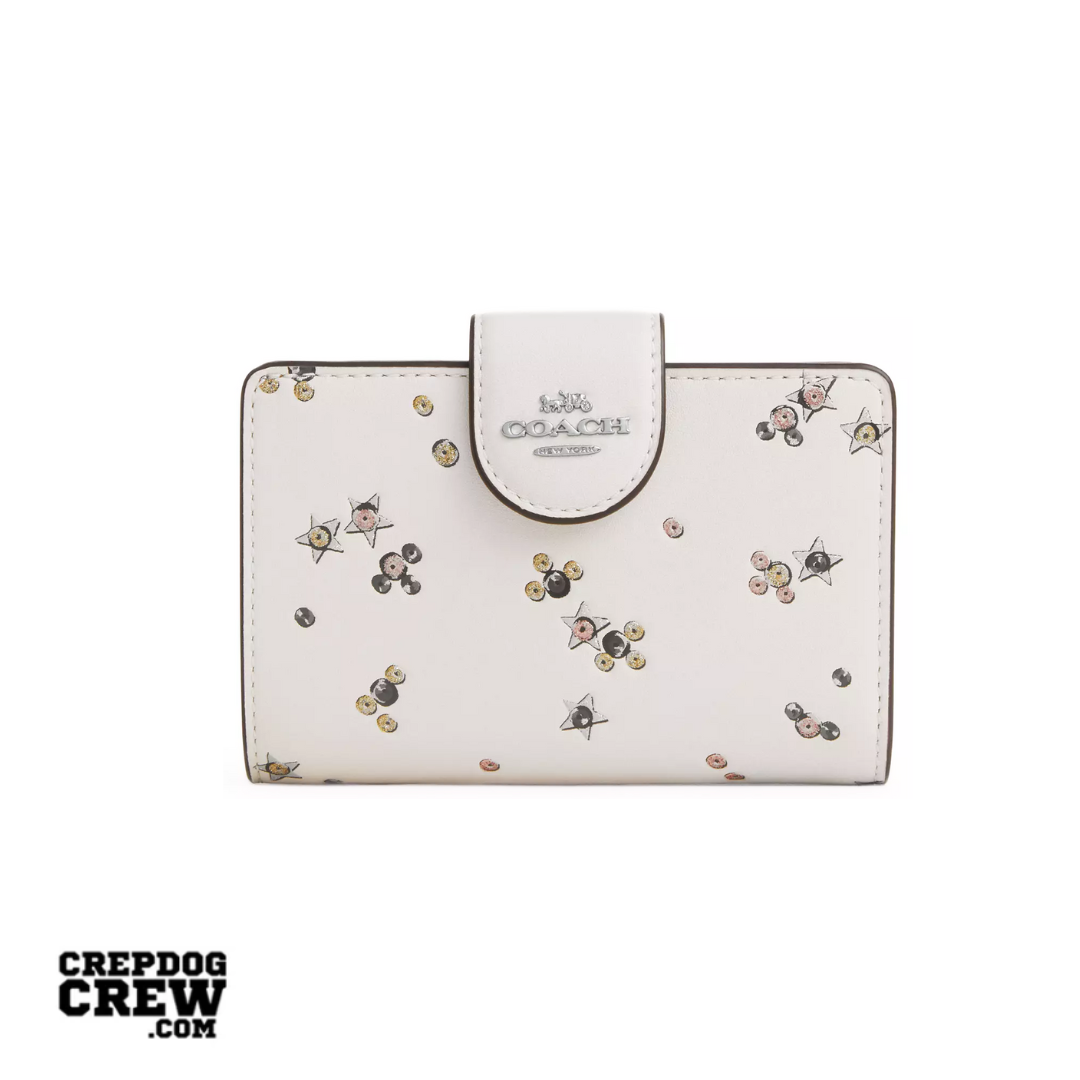 Coach Medium Corner Zip Wallet With Star Print novelty leather Silver