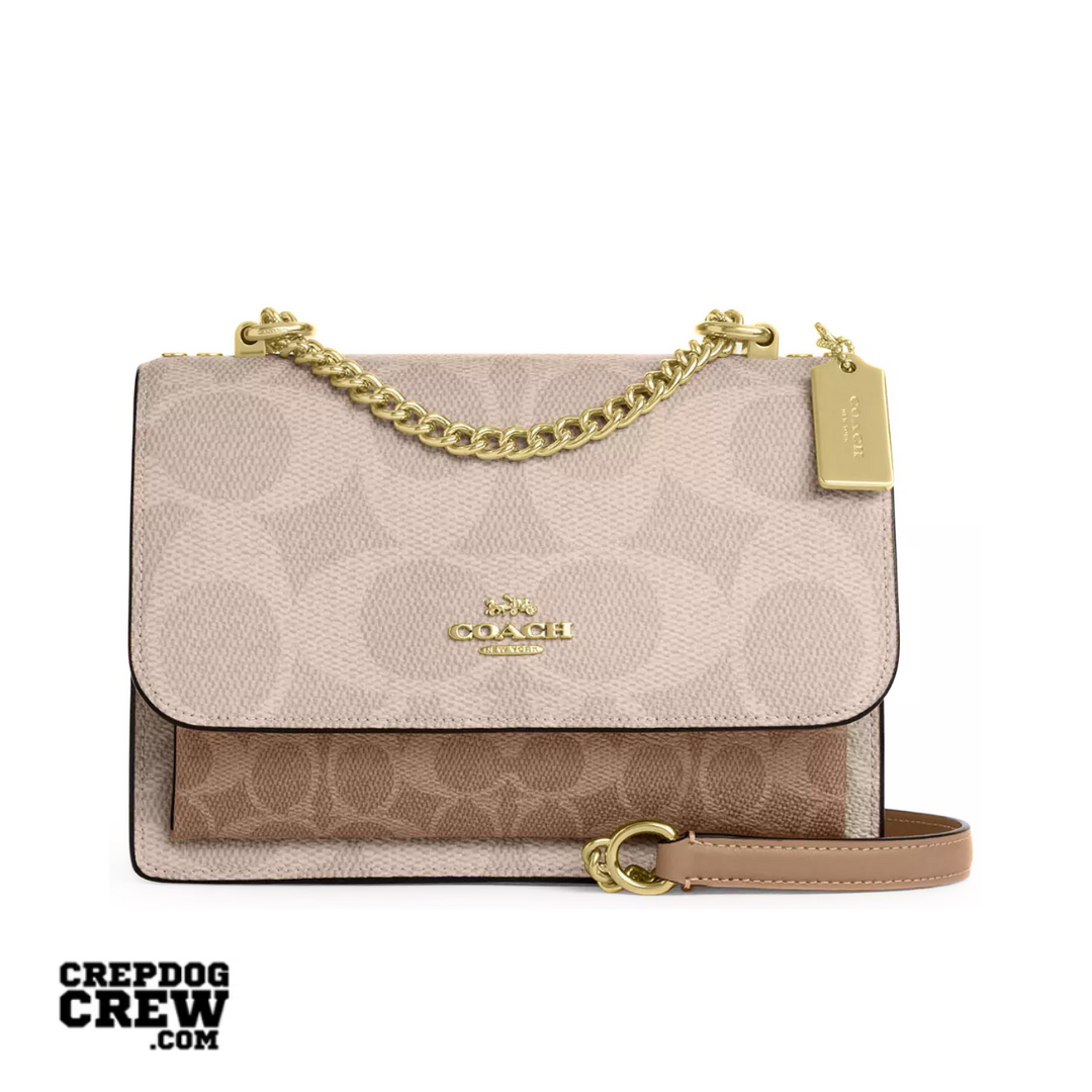 COACH Klare Crossbody Bag In Blocked Signature Canvas Gold Sand Tan