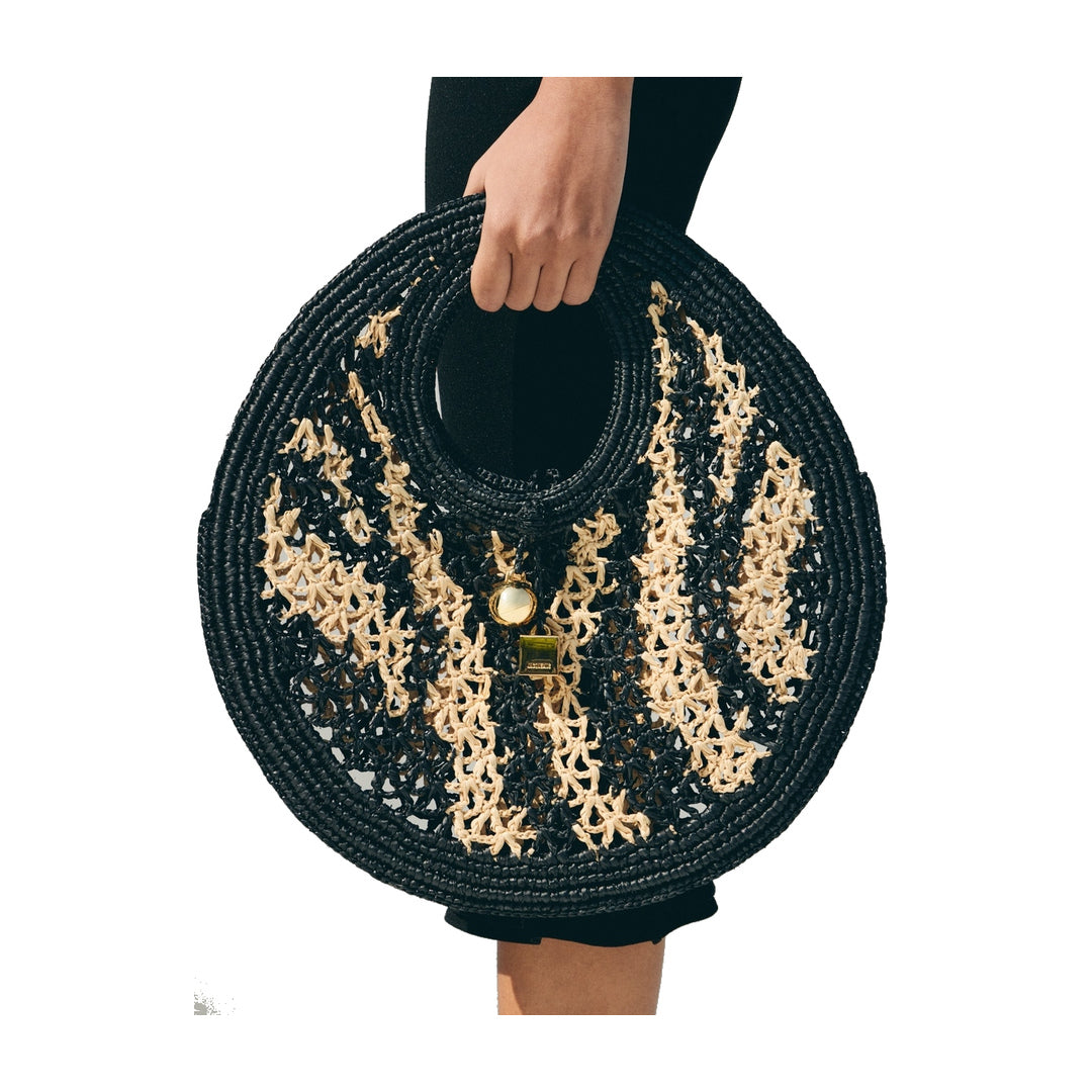 jacquemus The Spiaggia small round bag Natural/Black