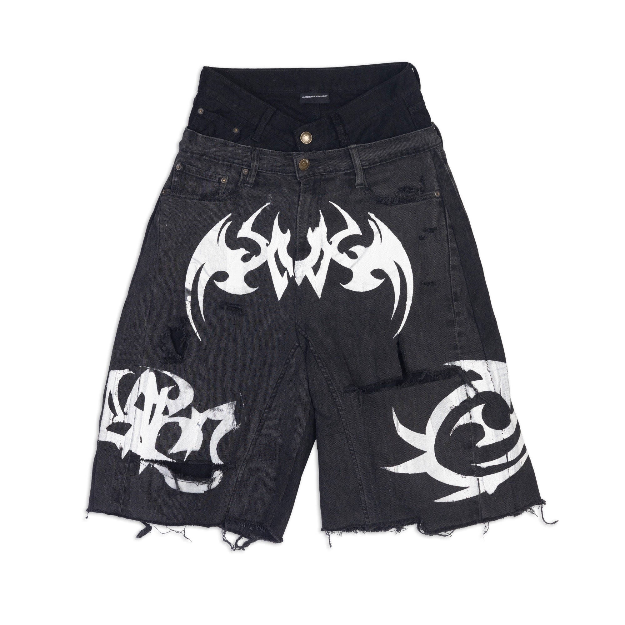 Nu Metal Denim Jorts Double Belt Black