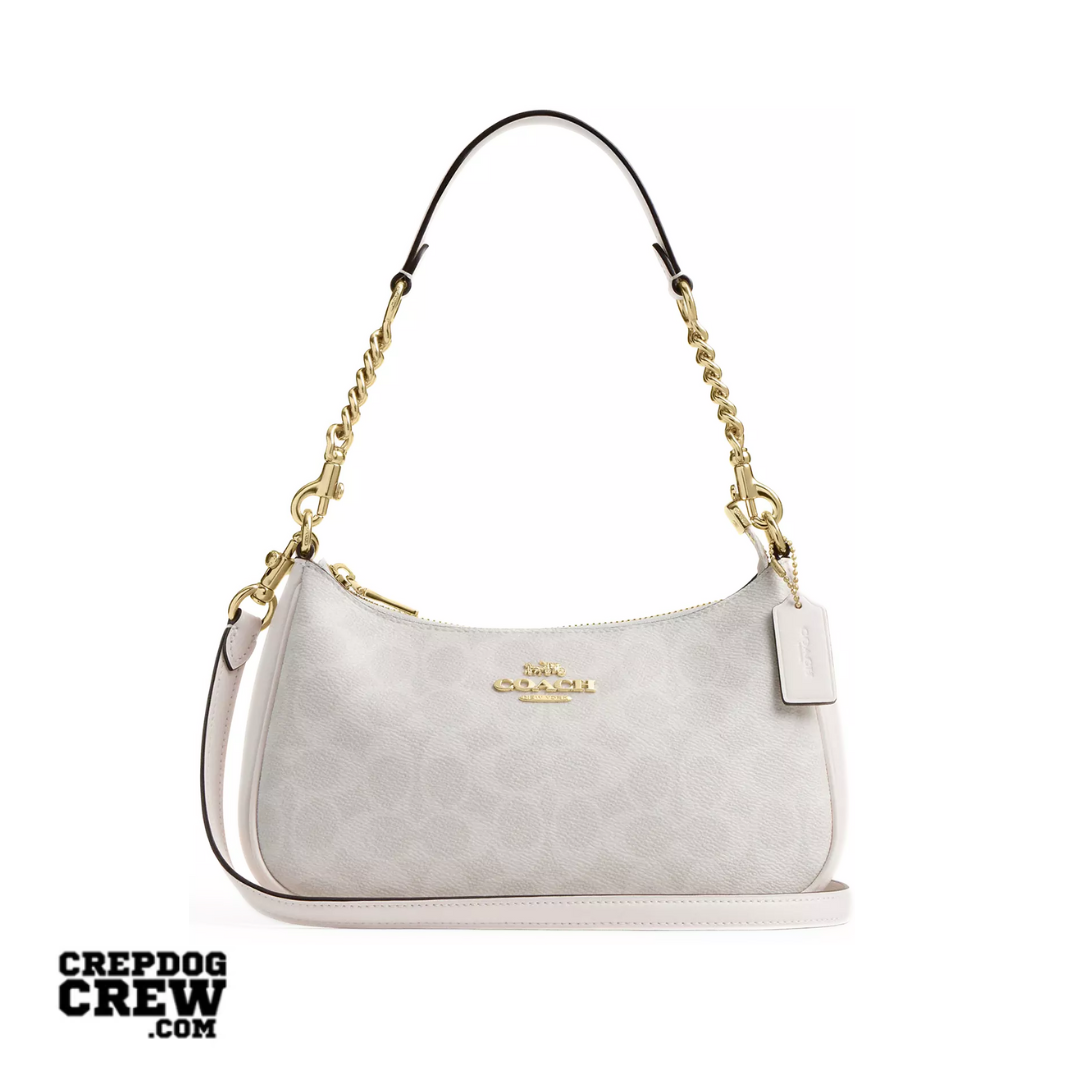 COACH Teri Shoulder Bag In Signature Canvas Gold White Chalk