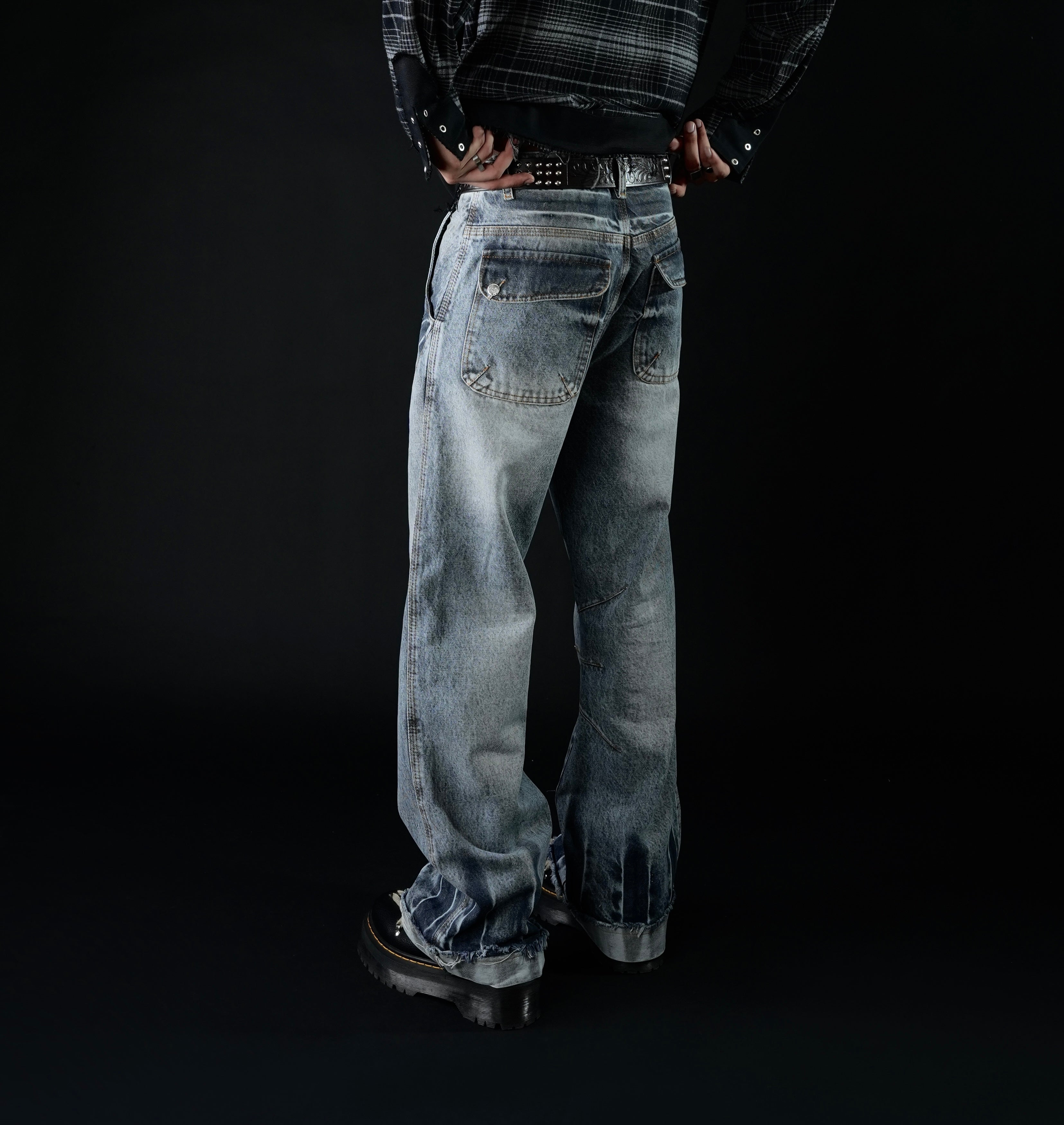 Darts Flared Jeans-Stone Grey - RTW