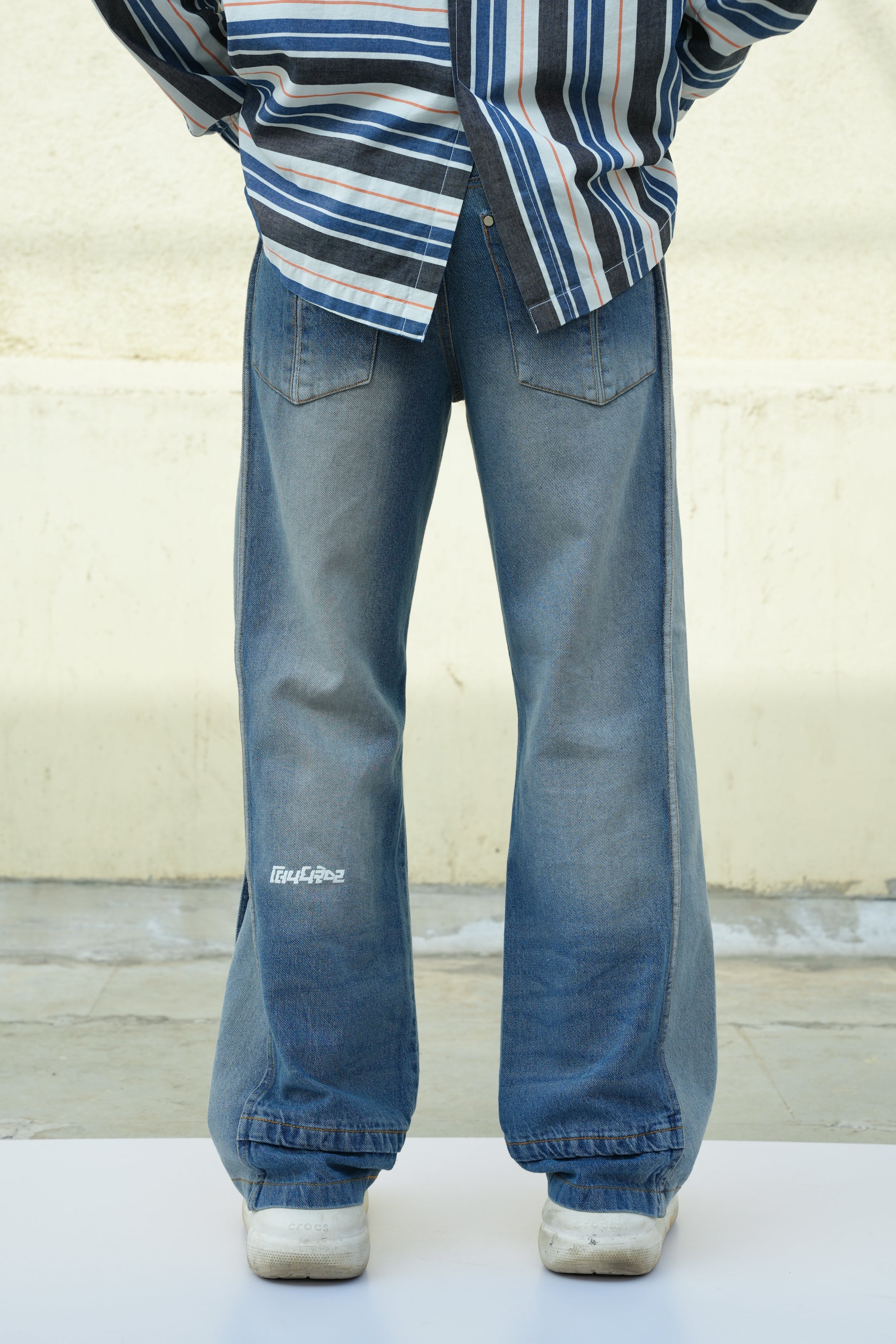 Ripped Knees Jeans On Jeans-Bluish - RTW