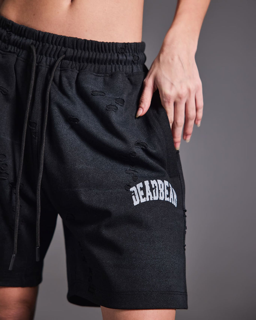 Distressed Washed Black Shorts