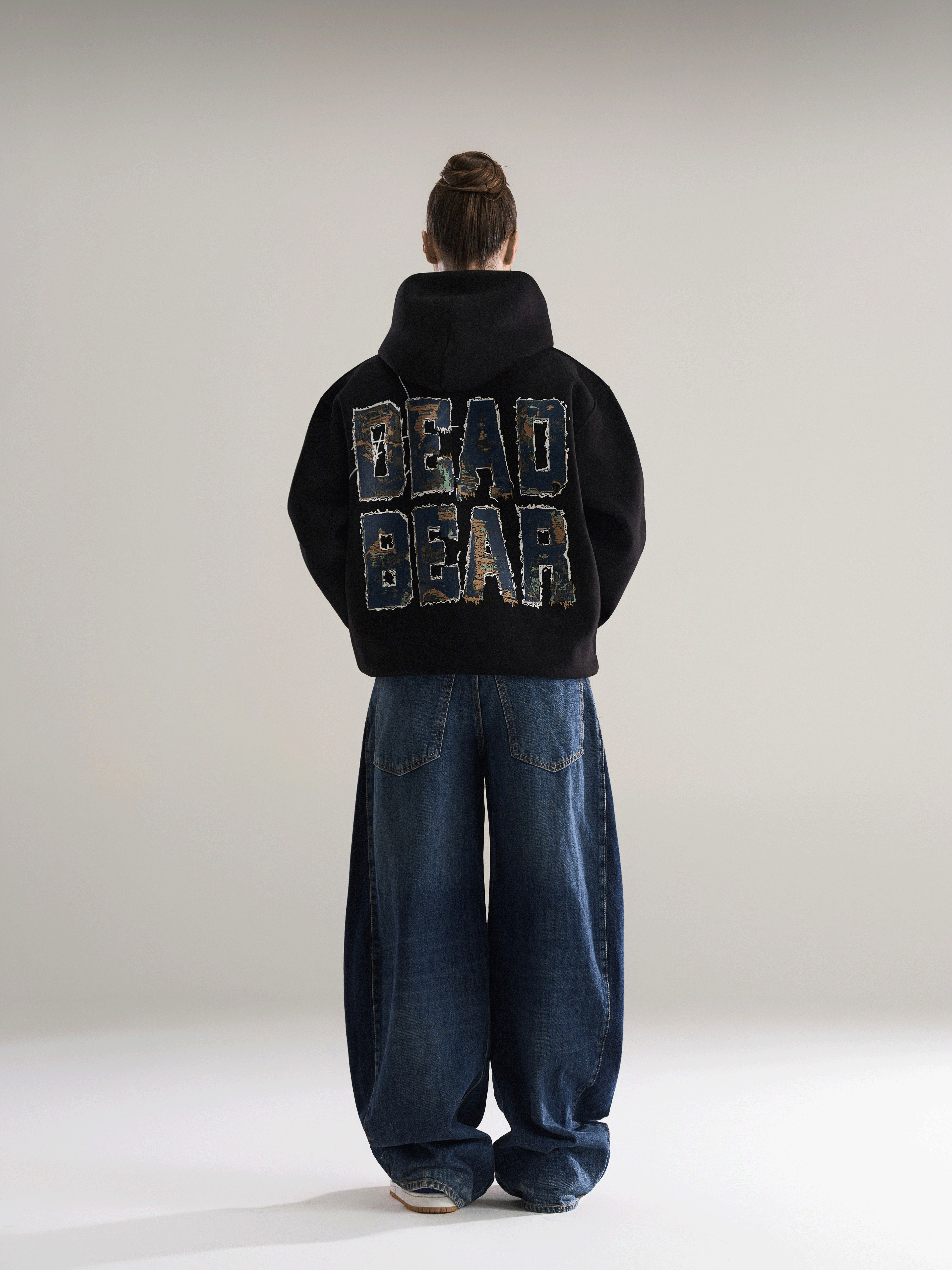 Fake Denim Hoodie Black