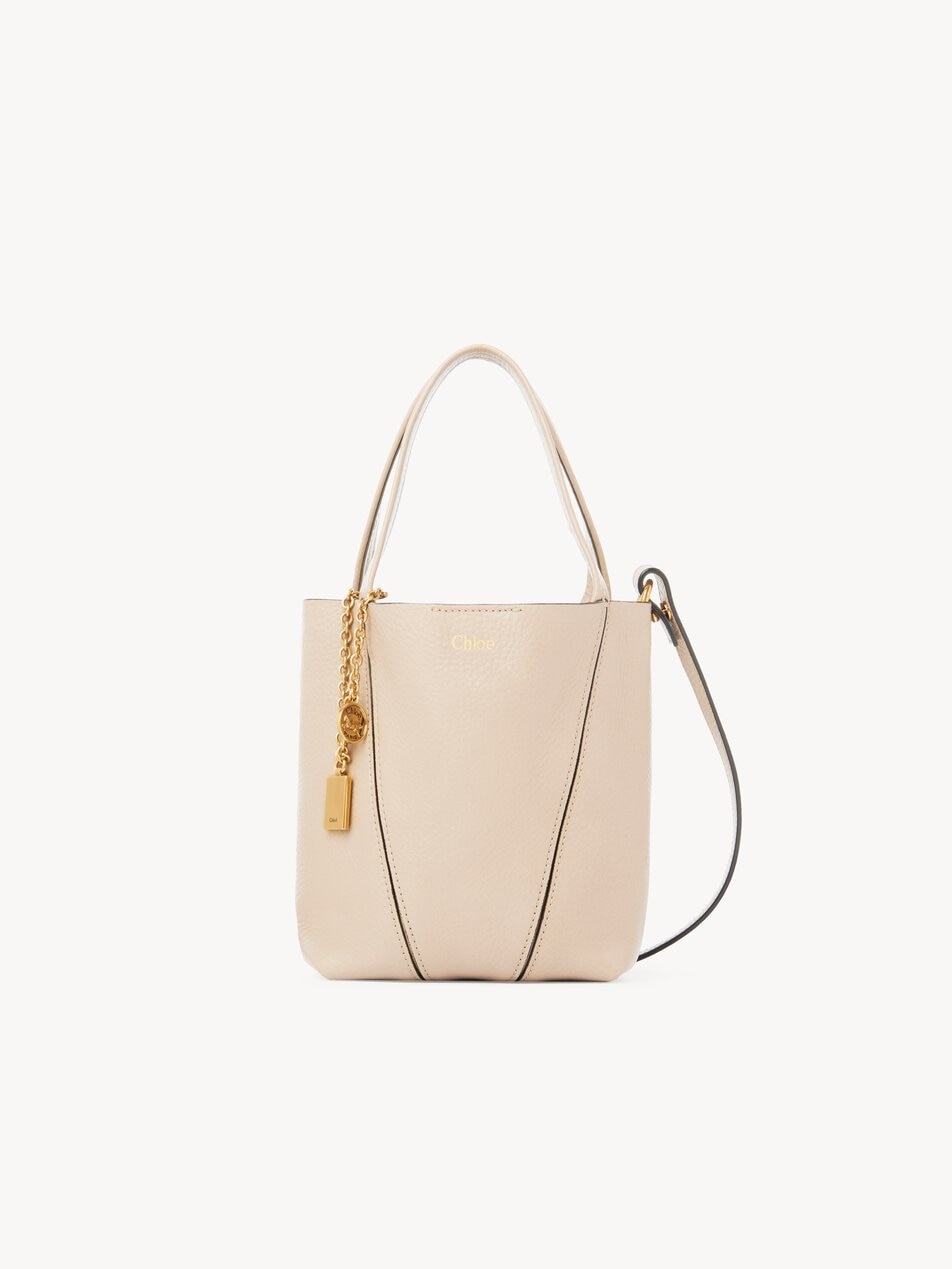 CHLOE Small Chloé Spin tote bag in grained leather Sweet Beige