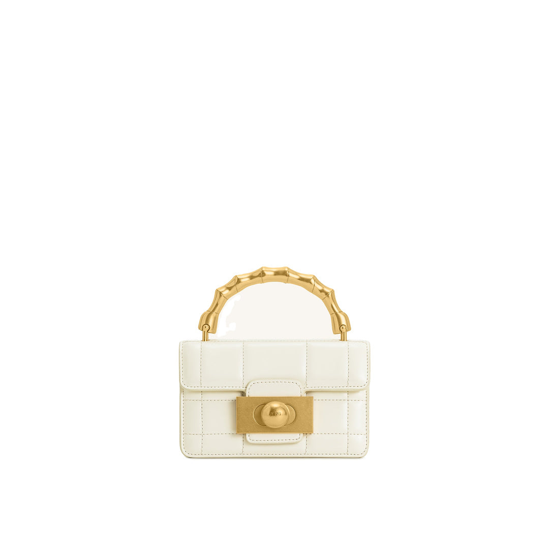 JW PEI Kaia Bamboo Metal Handle Handbag - White