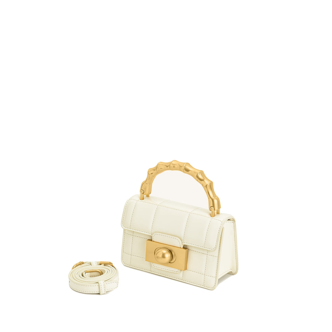 JW PEI Kaia Bamboo Metal Handle Handbag - White