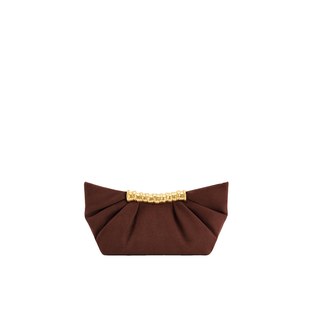 JW PEI Leia Pleated Clutch - Dark Brown