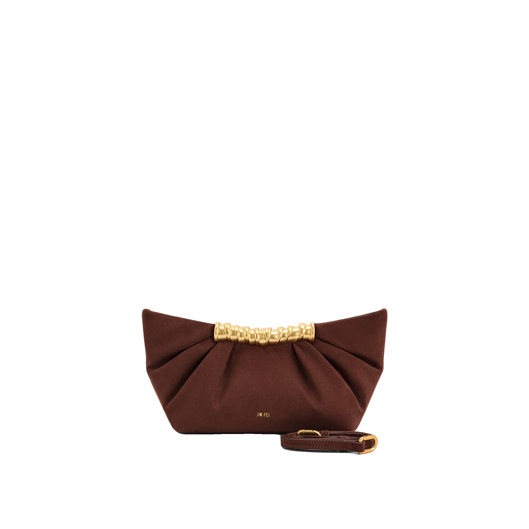 JW PEI Leia Pleated Clutch - Dark Brown