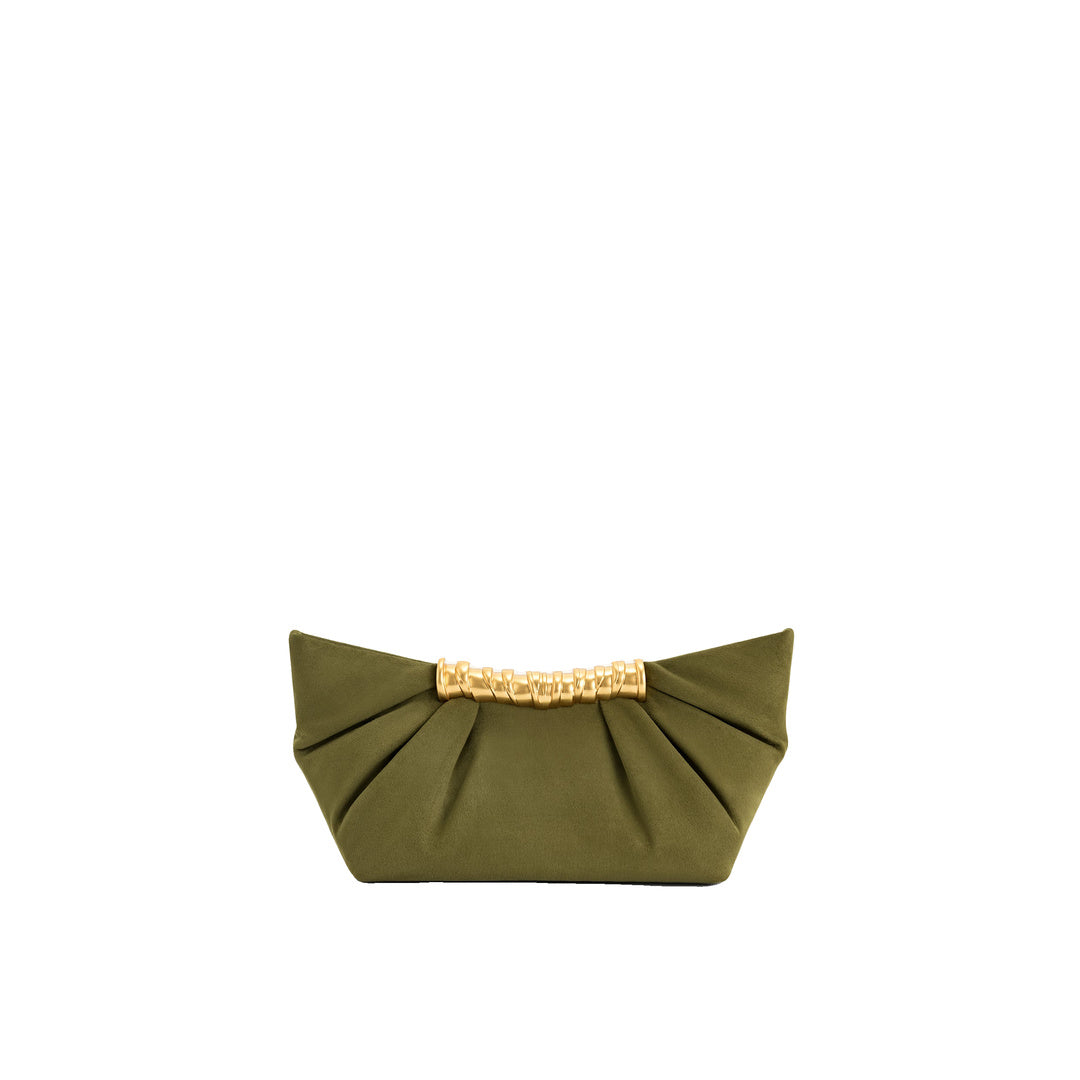 JW PEI Leia Pleated Clutch - Dark Olive