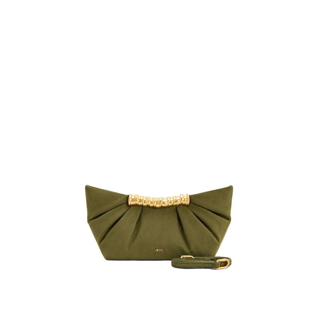 JW PEI Leia Pleated Clutch - Dark Olive