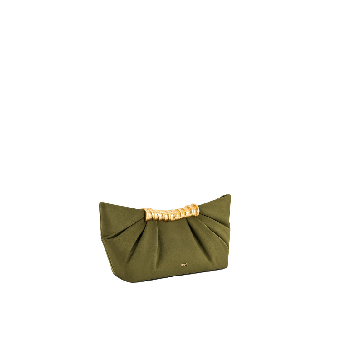 JW PEI Leia Pleated Clutch - Dark Olive