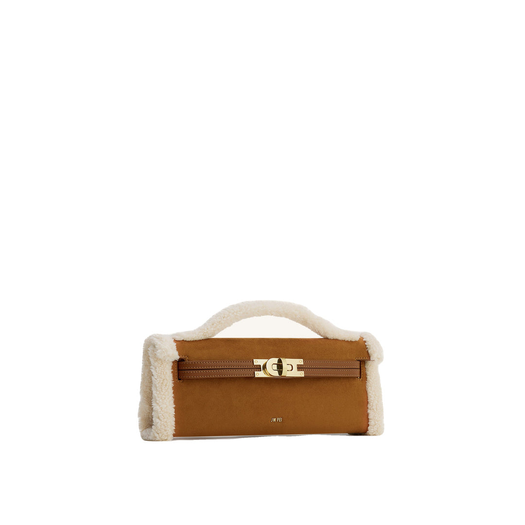 JW PEI Bria Faux Suede Structured Top Handle Bag - Yellow Brown