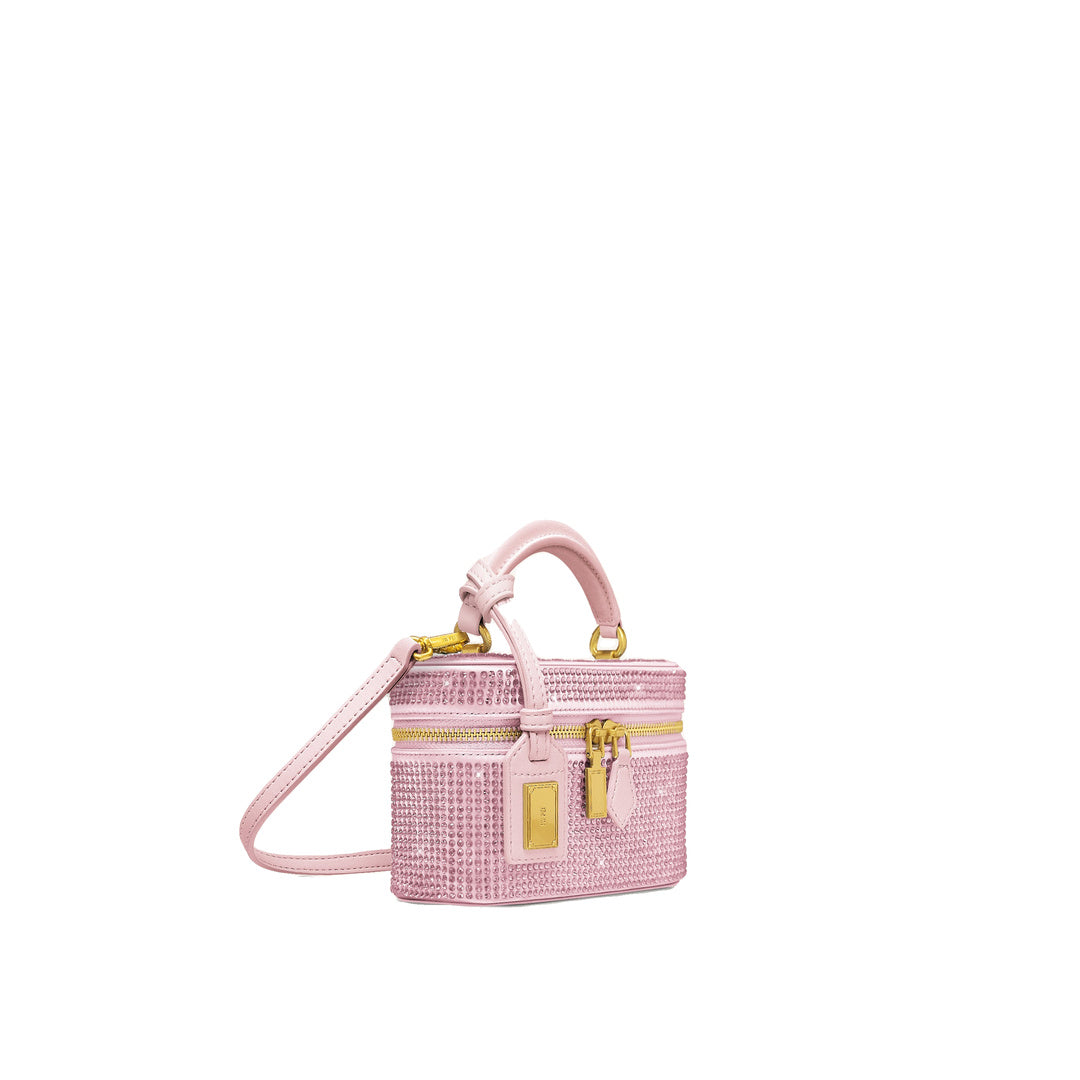 JW PEI Cleo Artificial Crystal Box Shape Top Handle Bag - Pink