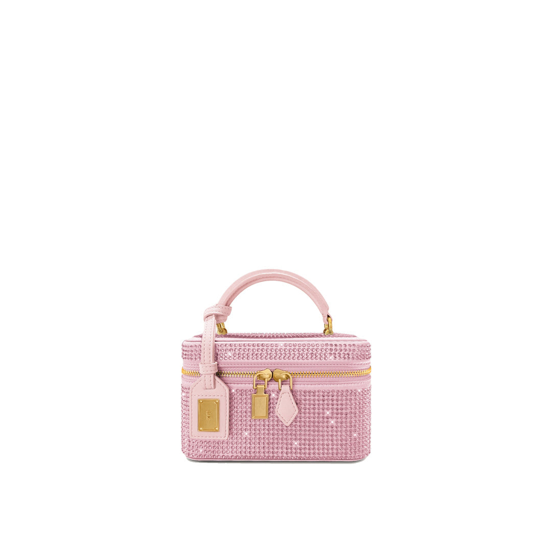 JW PEI Cleo Artificial Crystal Box Shape Top Handle Bag - Pink