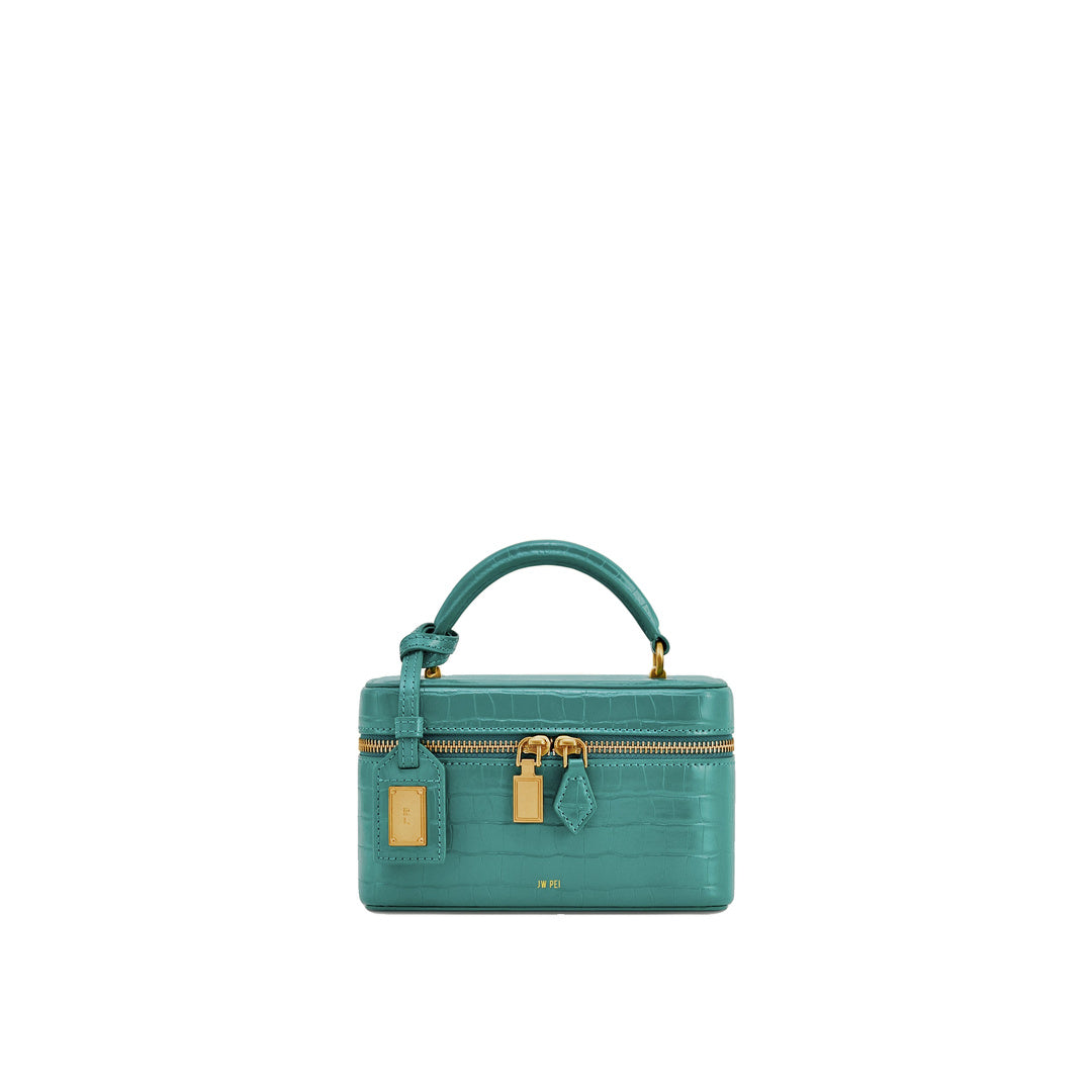 JW PEI Cleo Box Shape Top Handle Bag - Green Croc