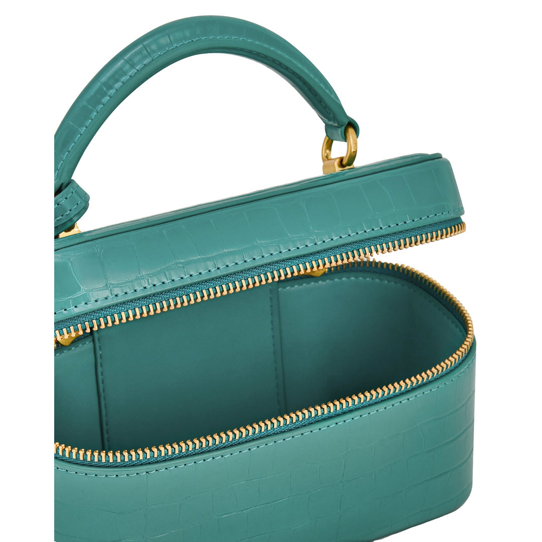 JW PEI Cleo Box Shape Top Handle Bag - Green Croc