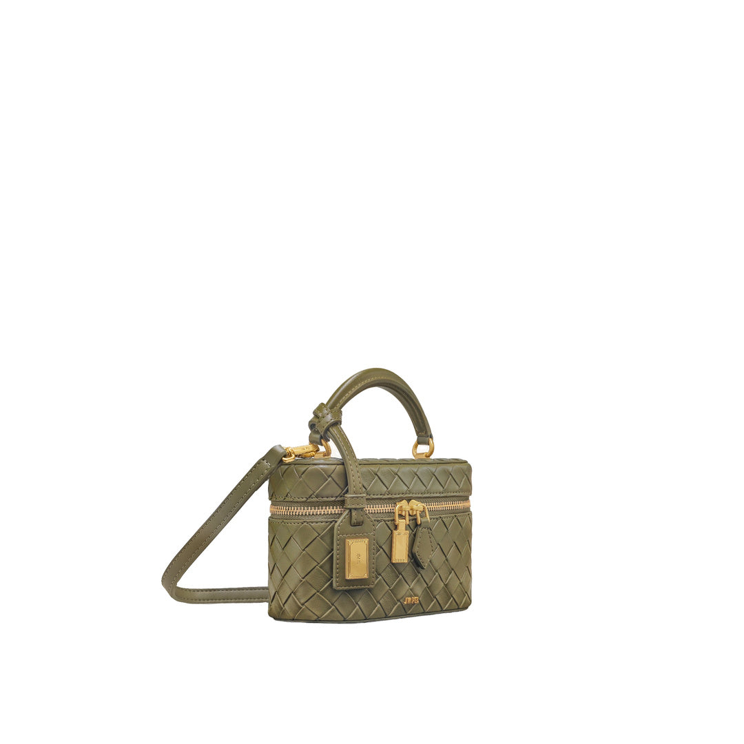 JW PEI Cleo Woven Texture Box Shape Top Handle Bag - Olive Green