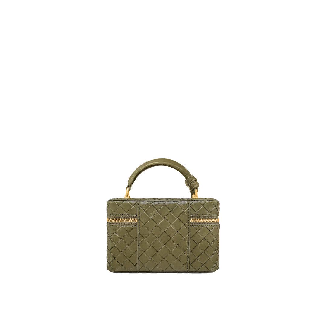 JW PEI Cleo Woven Texture Box Shape Top Handle Bag - Olive Green