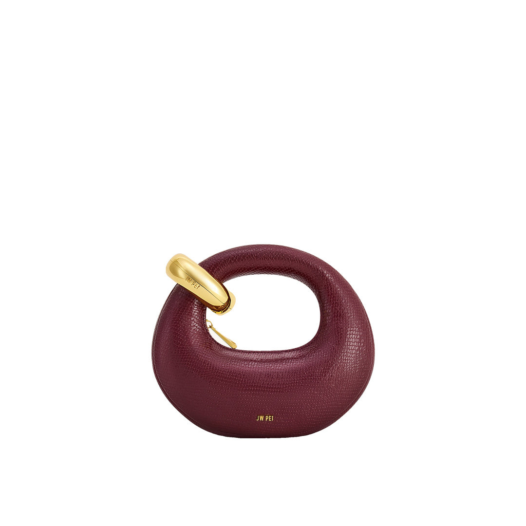 JW PEI Abacus Faux Snake-Effect Mini Top Handle Bag - Burgundy