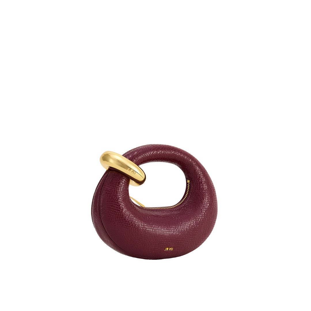 JW PEI Abacus Faux Snake-Effect Mini Top Handle Bag - Burgundy