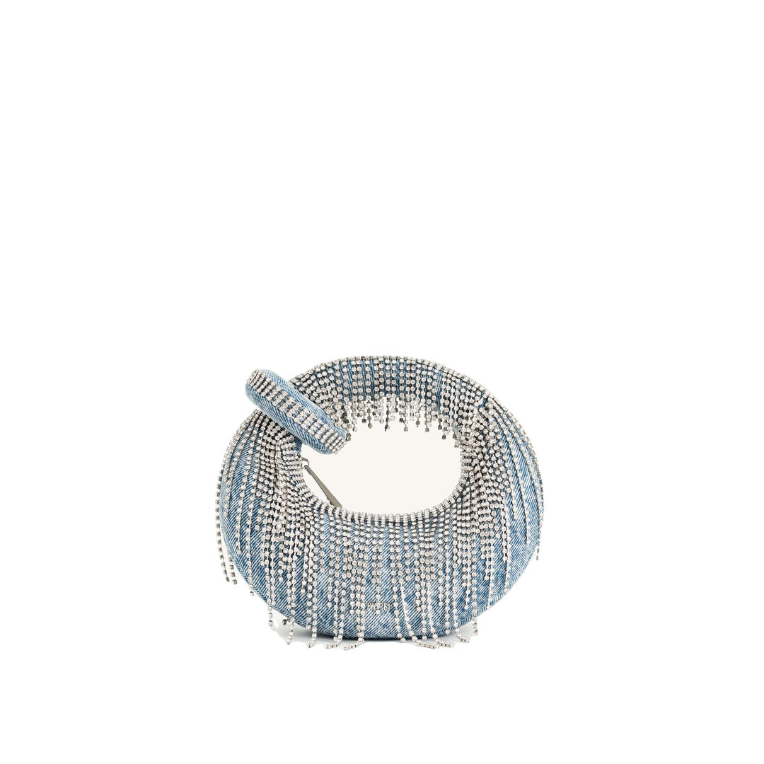 JW PEI Abacus Denim Artificial Crystal Mini Top Handle Bag - Blue