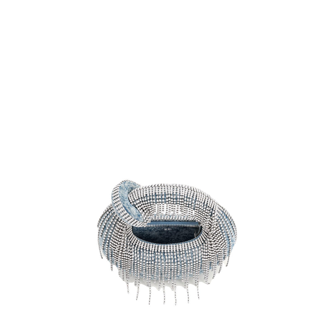 JW PEI Abacus Denim Artificial Crystal Mini Top Handle Bag - Blue