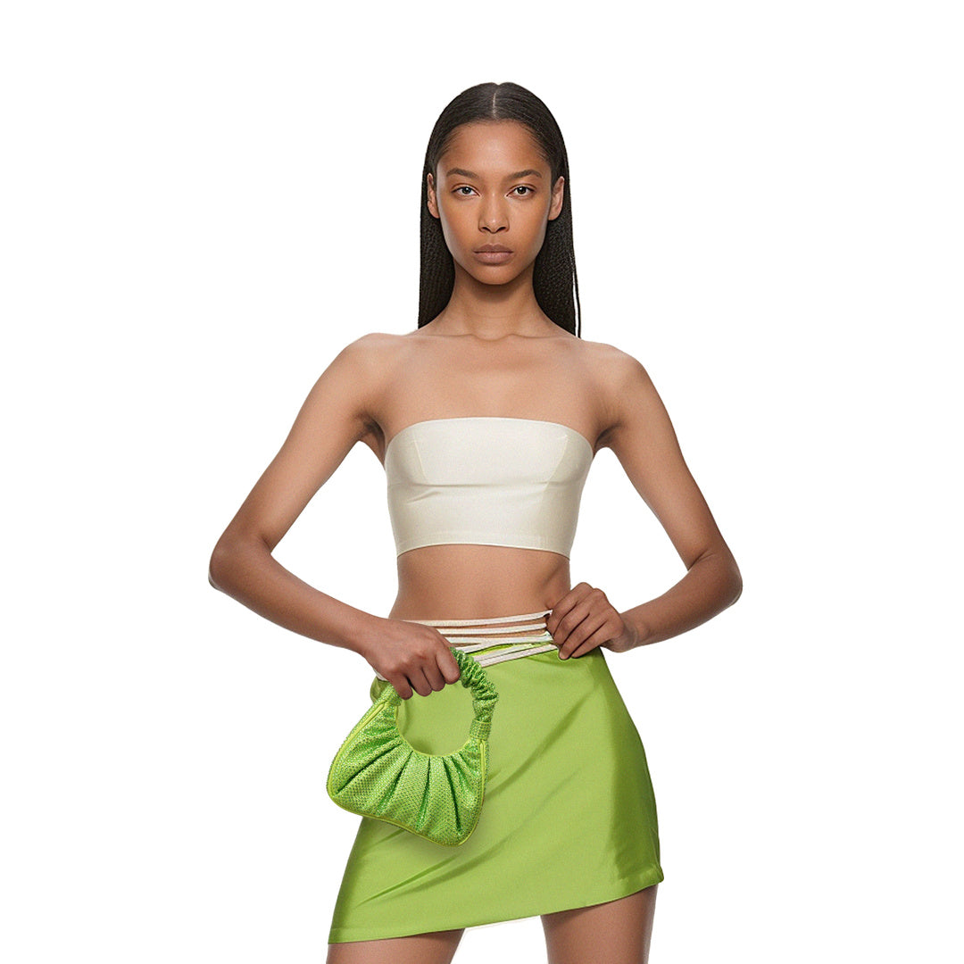 JW PEI Gabbi Artificial Crystal Medium Ruched Hobo Handbag - Green