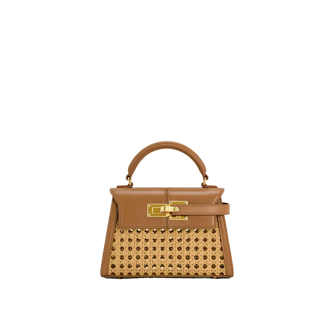 JW PEI Elise Faux Bamboo Woven Top Handle Bag - Brown