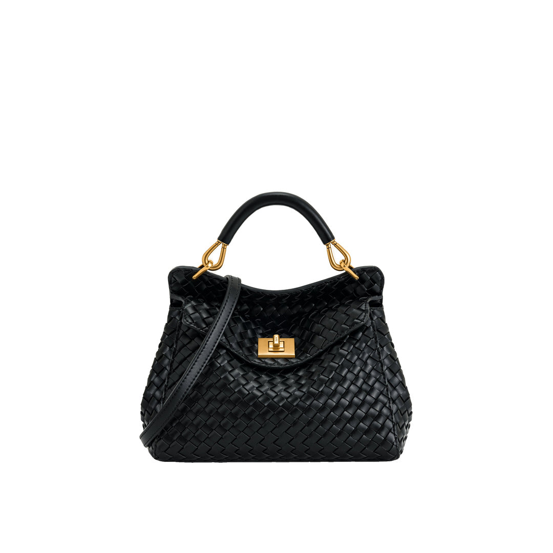 JW PEI Lucia Classic Top Handle Woven Bag - Black