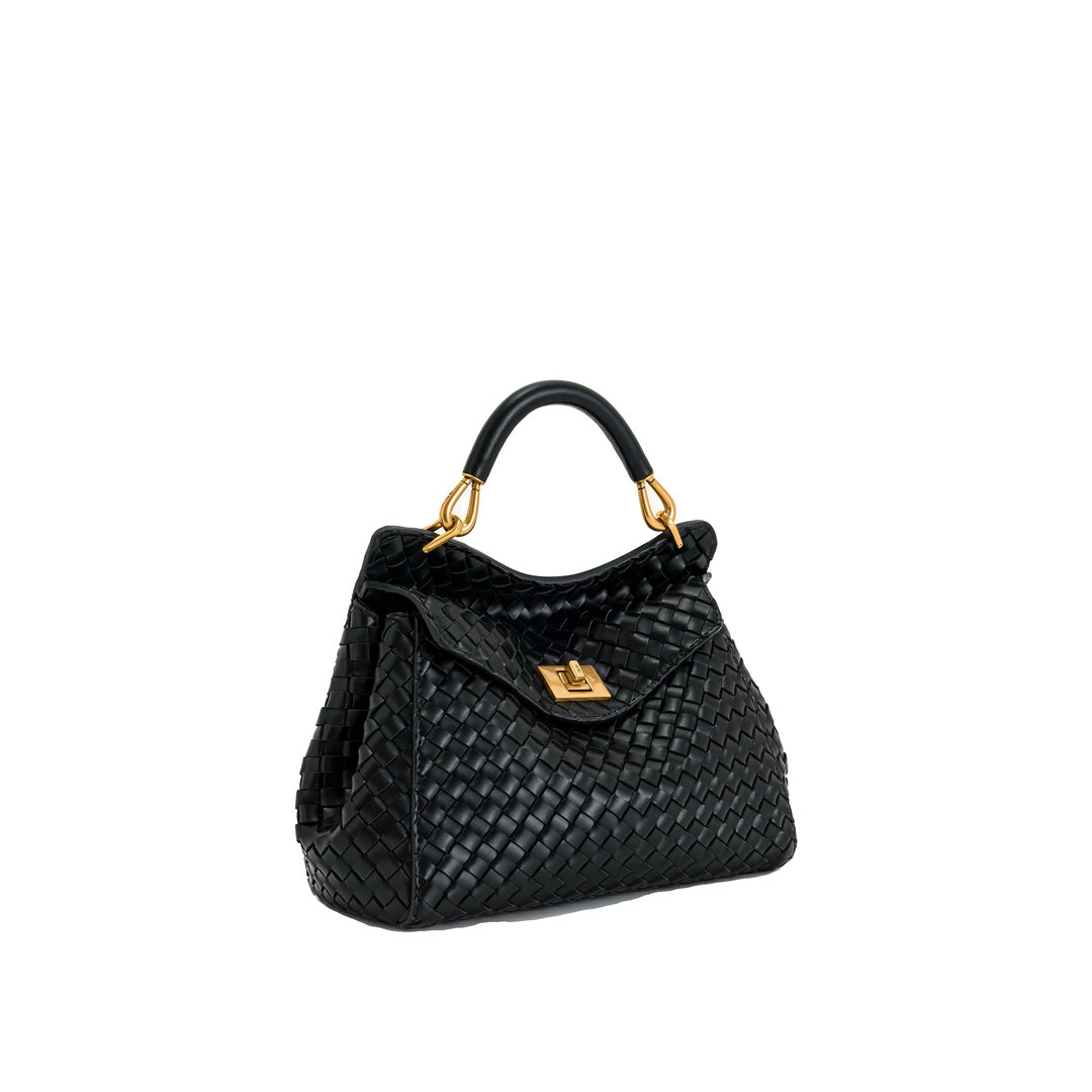 JW PEI Lucia Classic Top Handle Woven Bag - Black