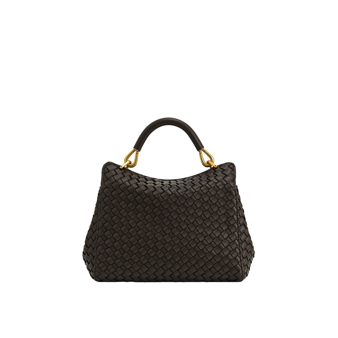 JW PEI Lucia Classic Top Handle Woven Bag - Dark Brown