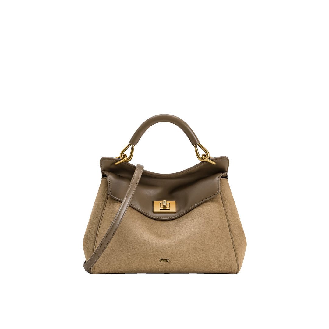 JW PEI Lucia Classic Faux Suede Top Handle Bag - Taupe