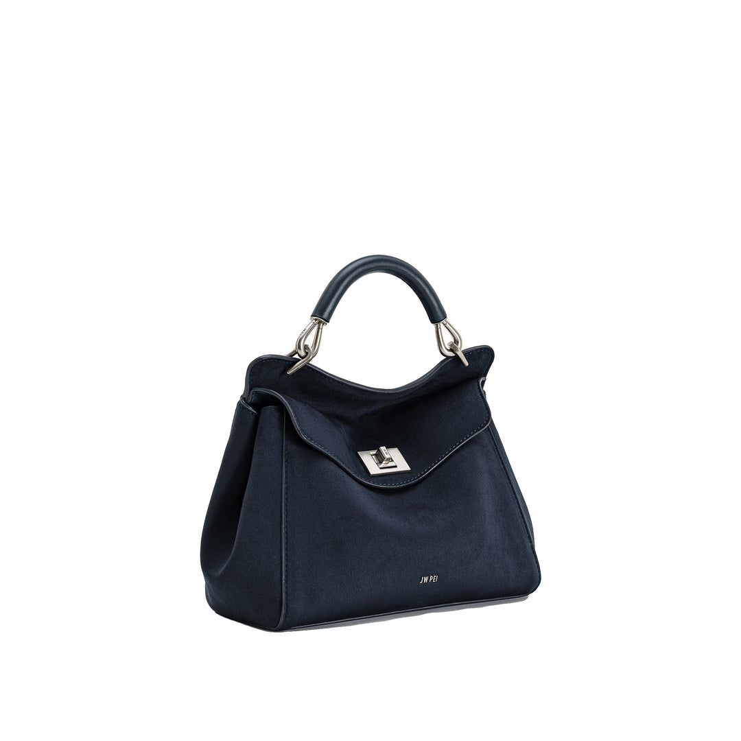 JW PEI Lucia Classic Faux Suede Top Handle Bag - Navy Blue