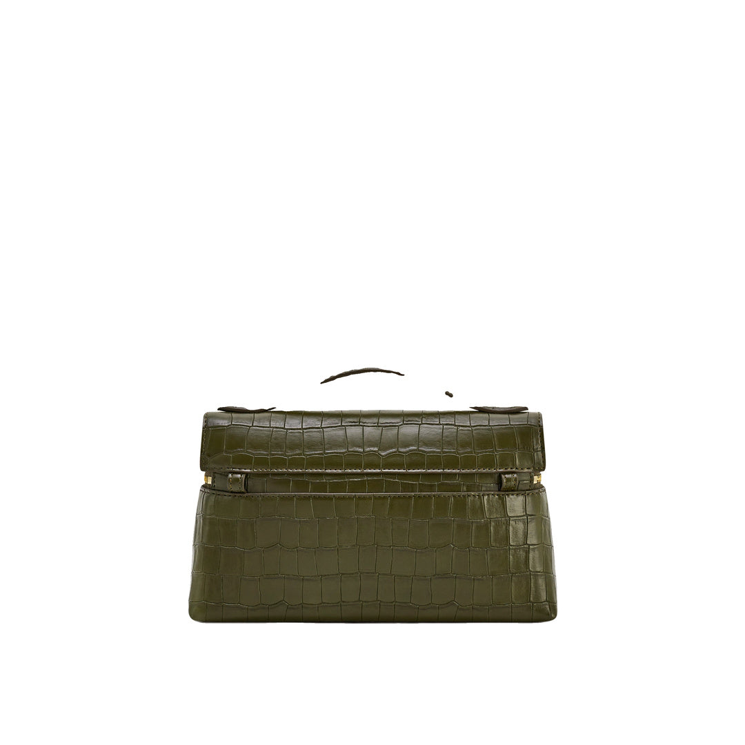 JW PEI Thea Croc-Embossed Top Handle Bag - Olive Green