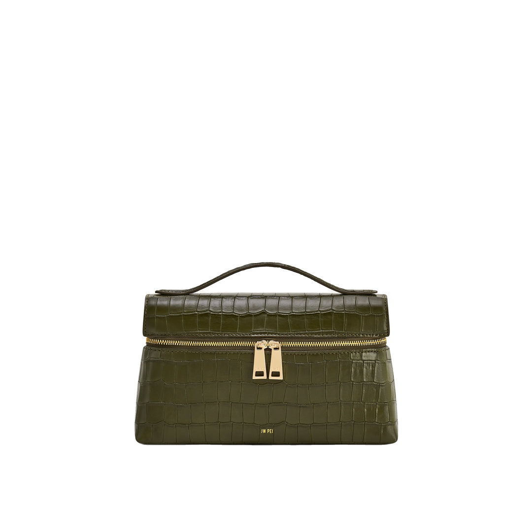 JW PEI Thea Croc-Embossed Top Handle Bag - Olive Green