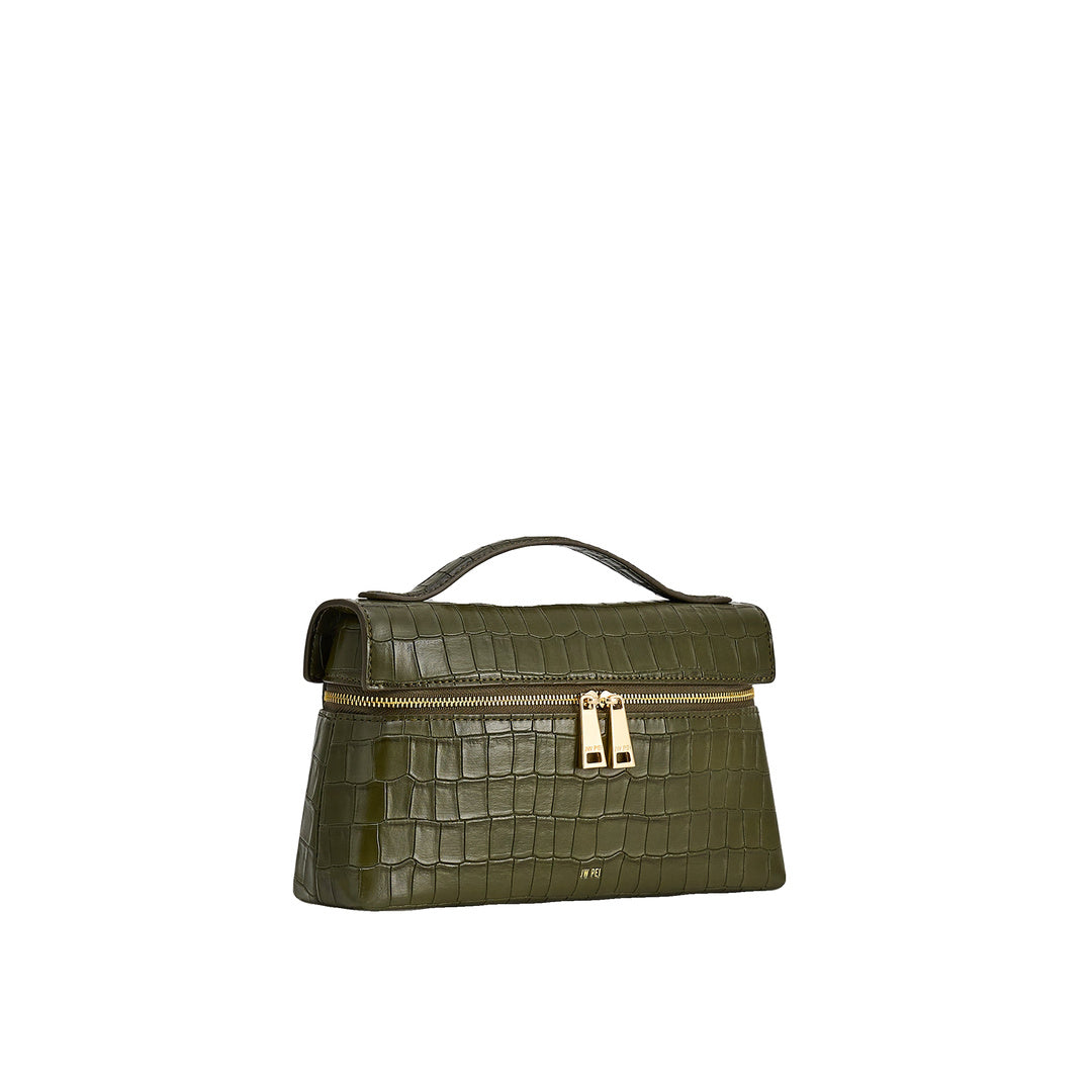 JW PEI Thea Croc-Embossed Top Handle Bag - Olive Green