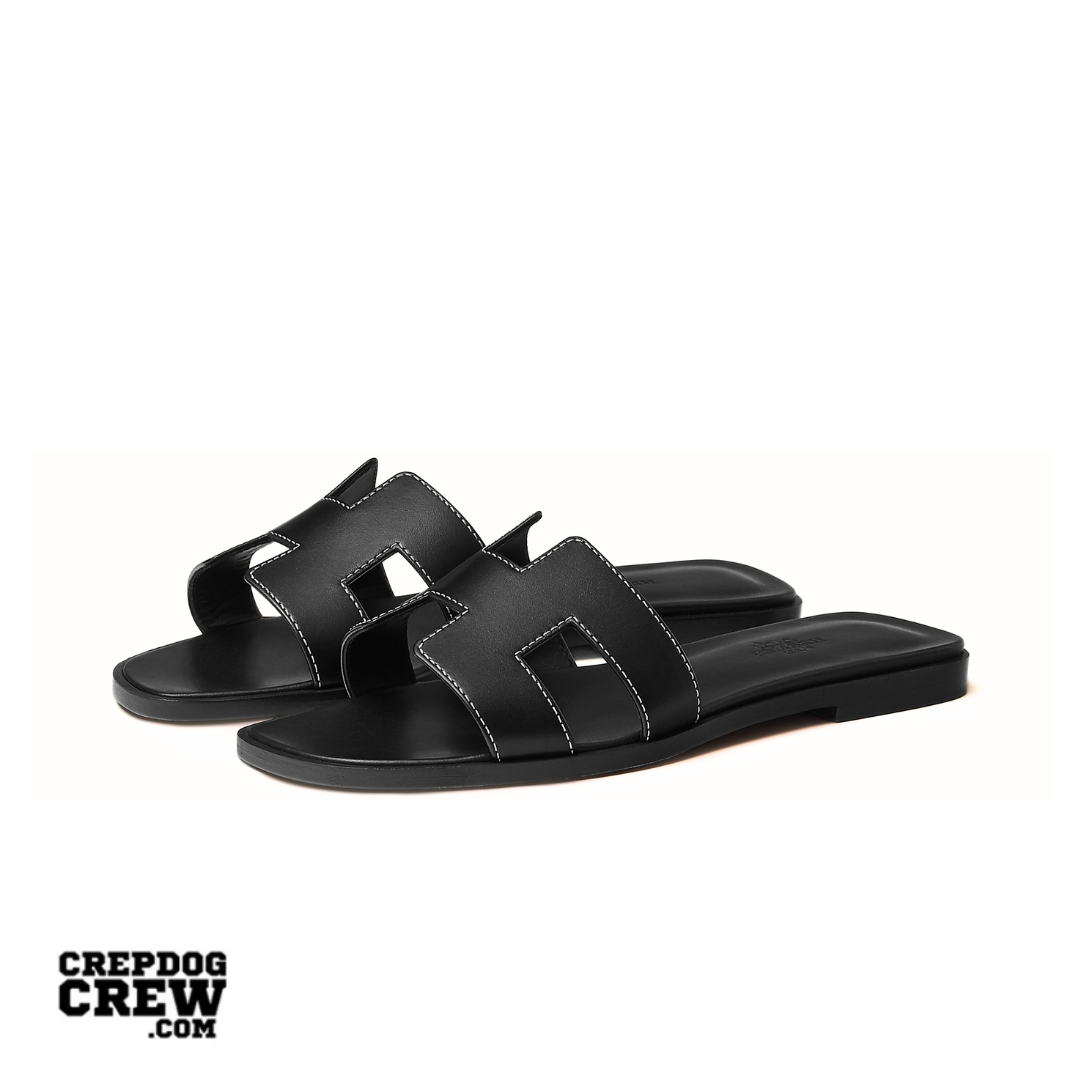 HERMES ORAN SANDAL NOIR