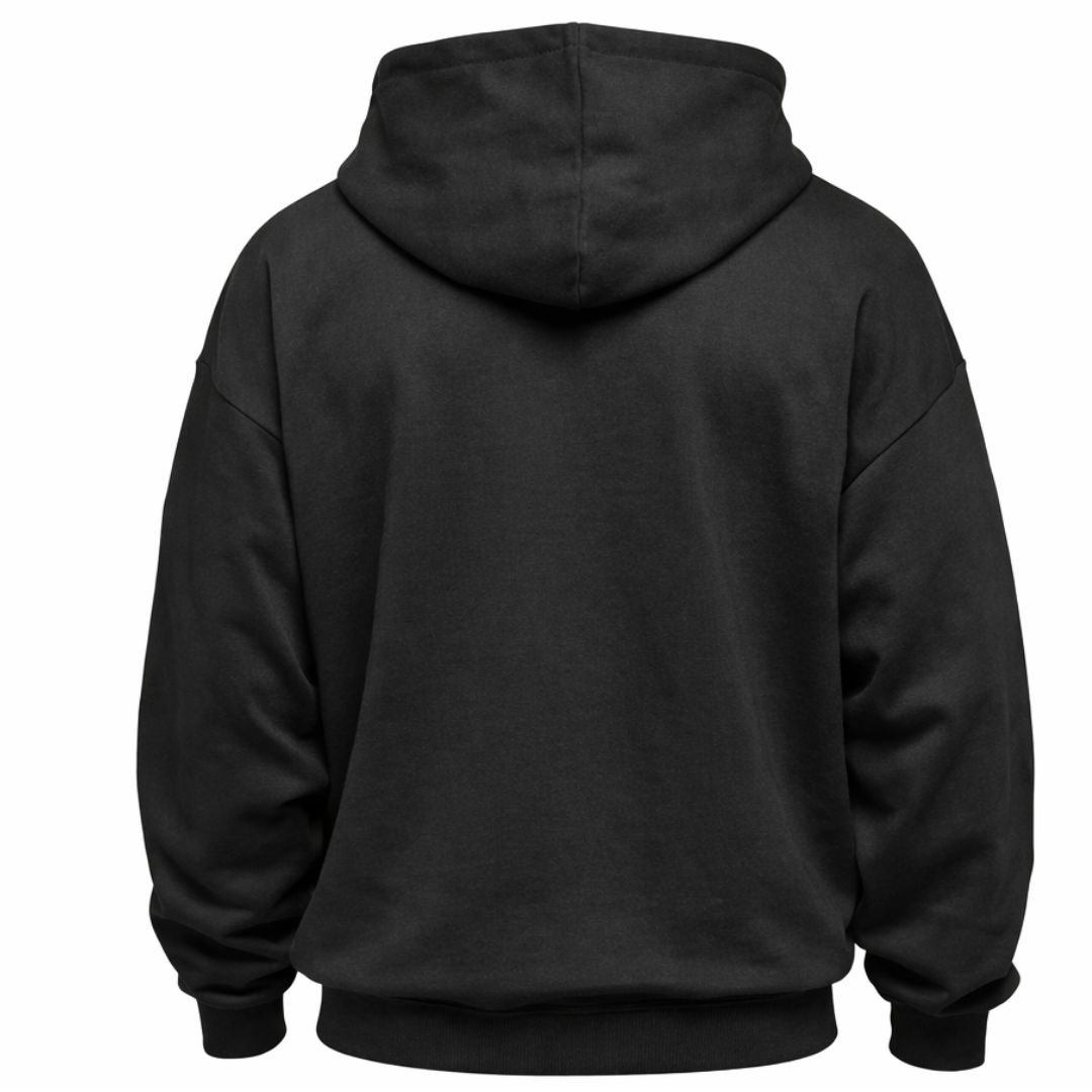 GYMSHARK WORN GRAPHIC HOODIE OVERSIZED FIT BLACK
