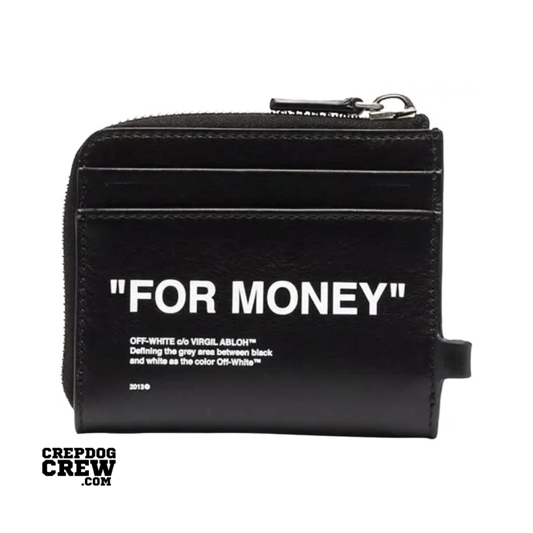 OFF-WHITE CALF SKIN QUOTE CHAIN WALLET BLACK