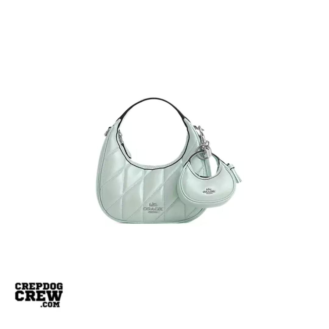 Coach Mini Carmen Bag Charm Pearlized leather Silver Green